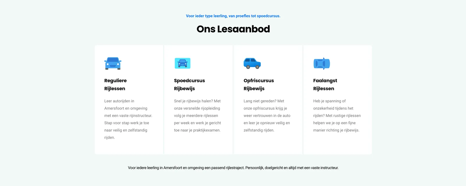 Website Rijschool van Gelder, scherm 2