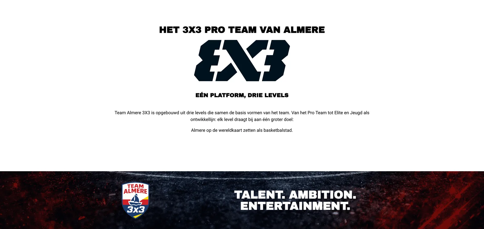 Website Team Almere 3x3, scherm 2