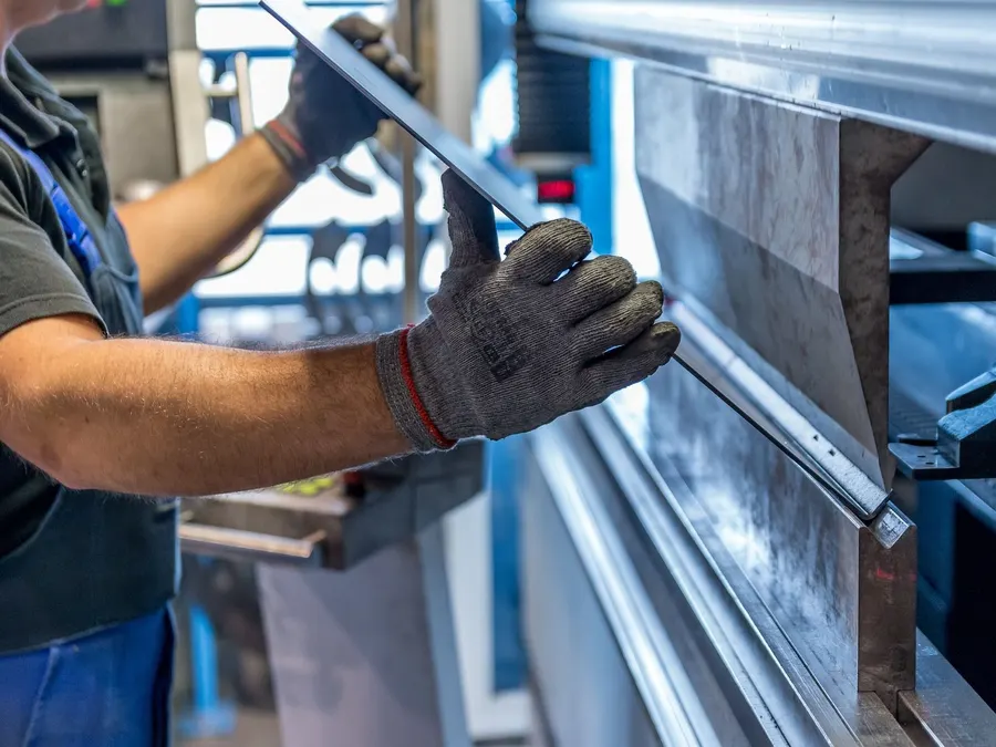 Bent sheet metal part on a press brake