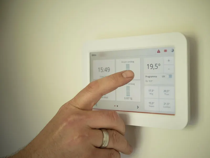 Room controller on an office wall